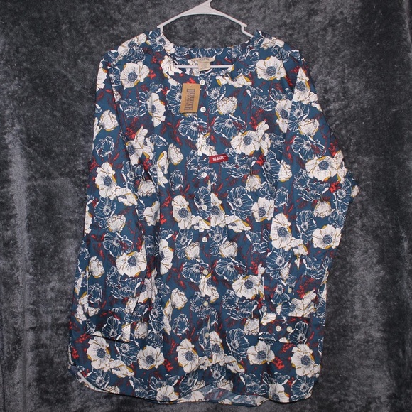 NWT Duluth Trading Co. Dark Teal Floral Tunic - Picture 2 of 7